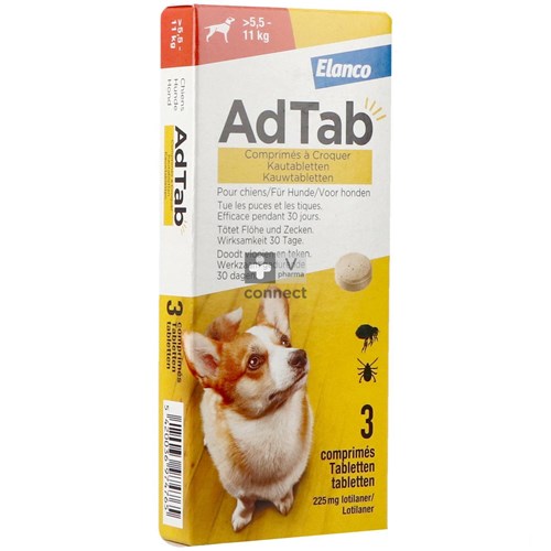 Adtab 225mg Hond >5,5kg-11kg Kauwtabl 3