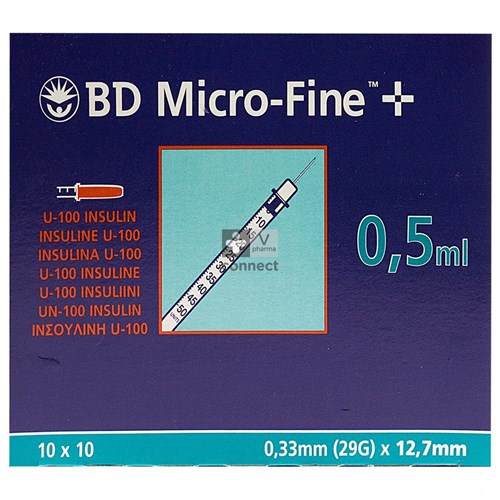 Bd Microfine+ Seringues à Insuline 0,5 ml 29G 12,7 mm 100 Pièces (324824)