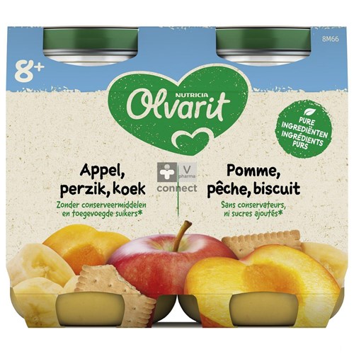 Olvarit Fruit Appel Perzik Koek 2x200g 8m54