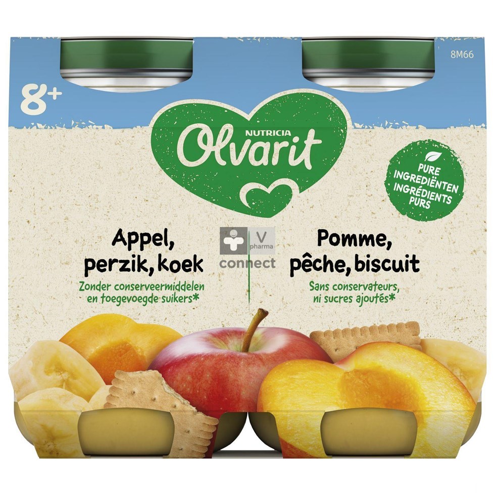 Olvarit Fruit Pomme Pêche Biscuit 2 x 200 g