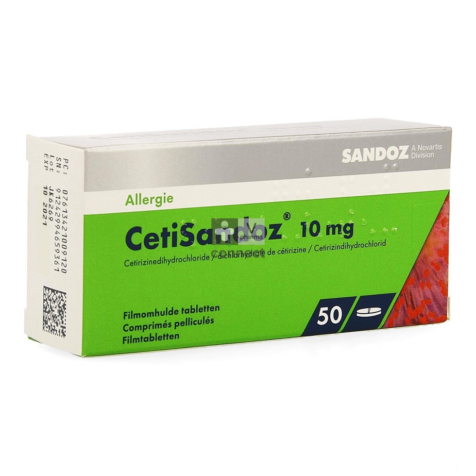 Cetirizine Sandoz Tabl 50 X 10mg