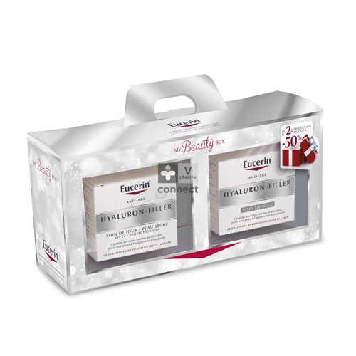 Eucerin Coffret Hyaluron Filler Crème de Jour Peaux Sèches 50 ml + Soin de Nuit 50 ml Prix Promo