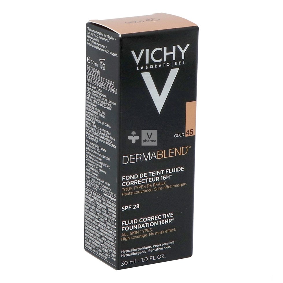 Vichy Dermablend Fond de Teint Fluide Correcteur 16H 45 Gold 30 ml