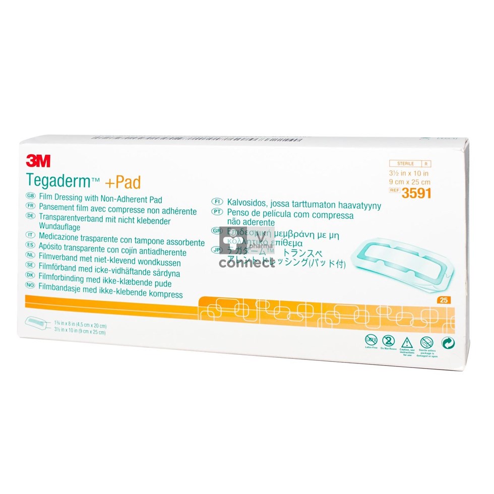Tegaderm + Pad Pansement Transparent 9 cm x 25 cm 25 Pièces Réf. 3591