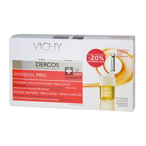 Vichy Dercos Aminexil Pro Femme Anti Chute 18 Monodoses Prix Promo