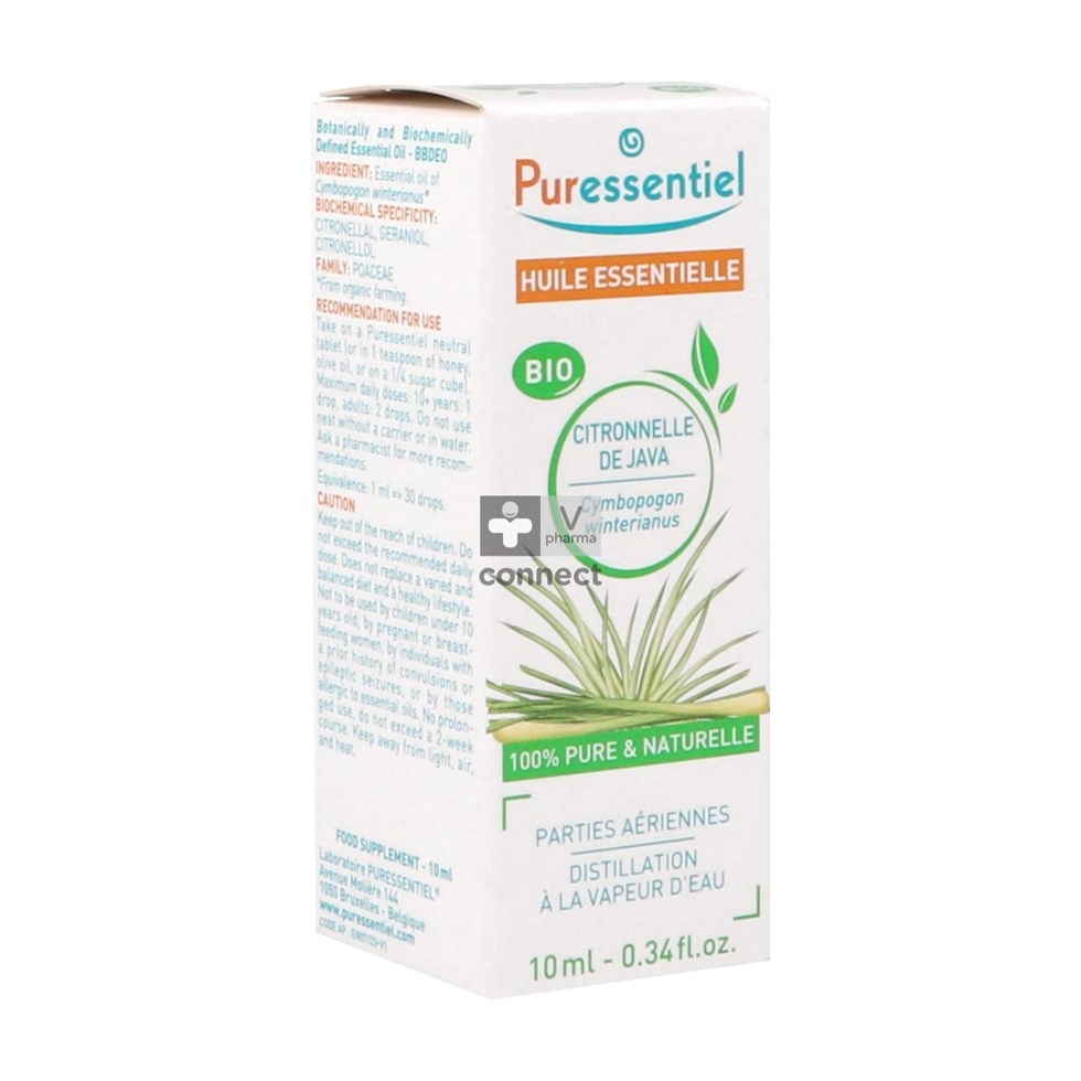Puressentiel Expert Citronelle de Java Huile Essentielle Bio 10 ml