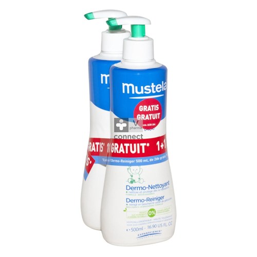 Mustela Bébé Dermo Nettoyant Gel Moussant Cheveux Et Corps 2 x 500 ml Promo 1+1 Gratuit