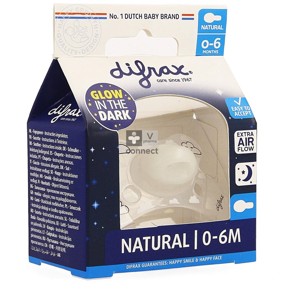 Difrax Fopspeen Natural 0-6m Nacht