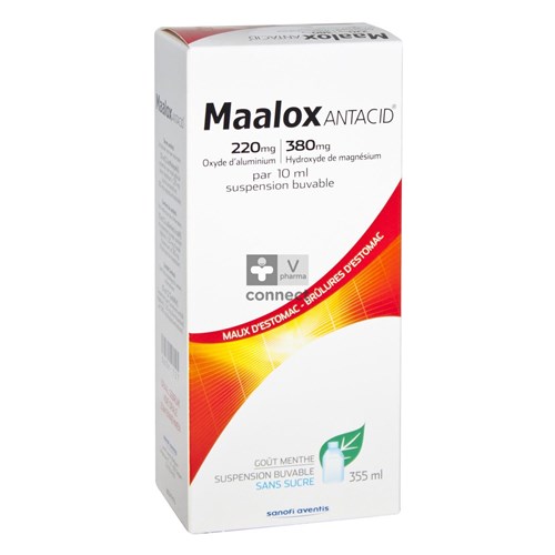 Maalox Antacid Suspension Buvable 355 ml Goût Menthe