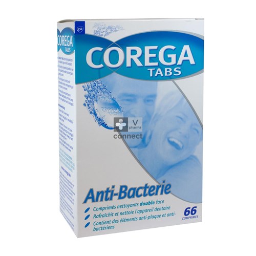 Corega Tabs Double Face Anti Bactérie 66 Comprimés