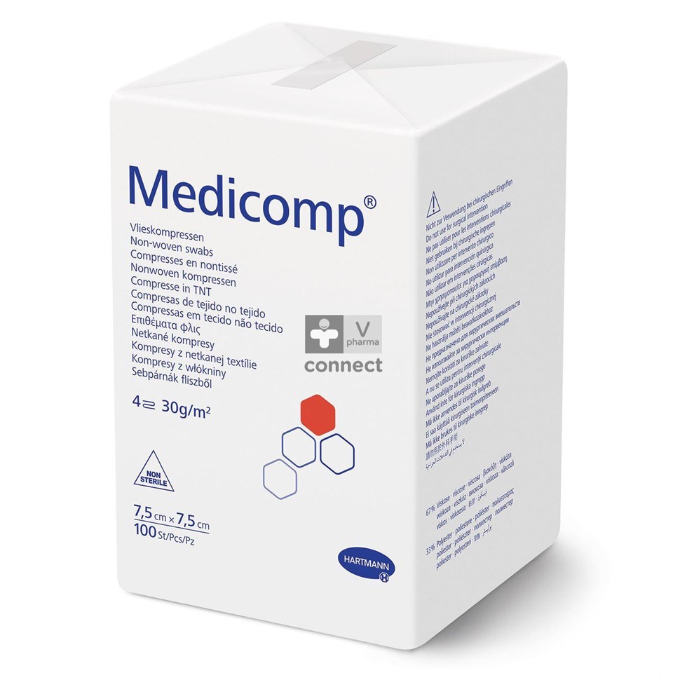 Medicomp Kompressen 4 lagen 7,5 x 7,5  100 stuks  421823